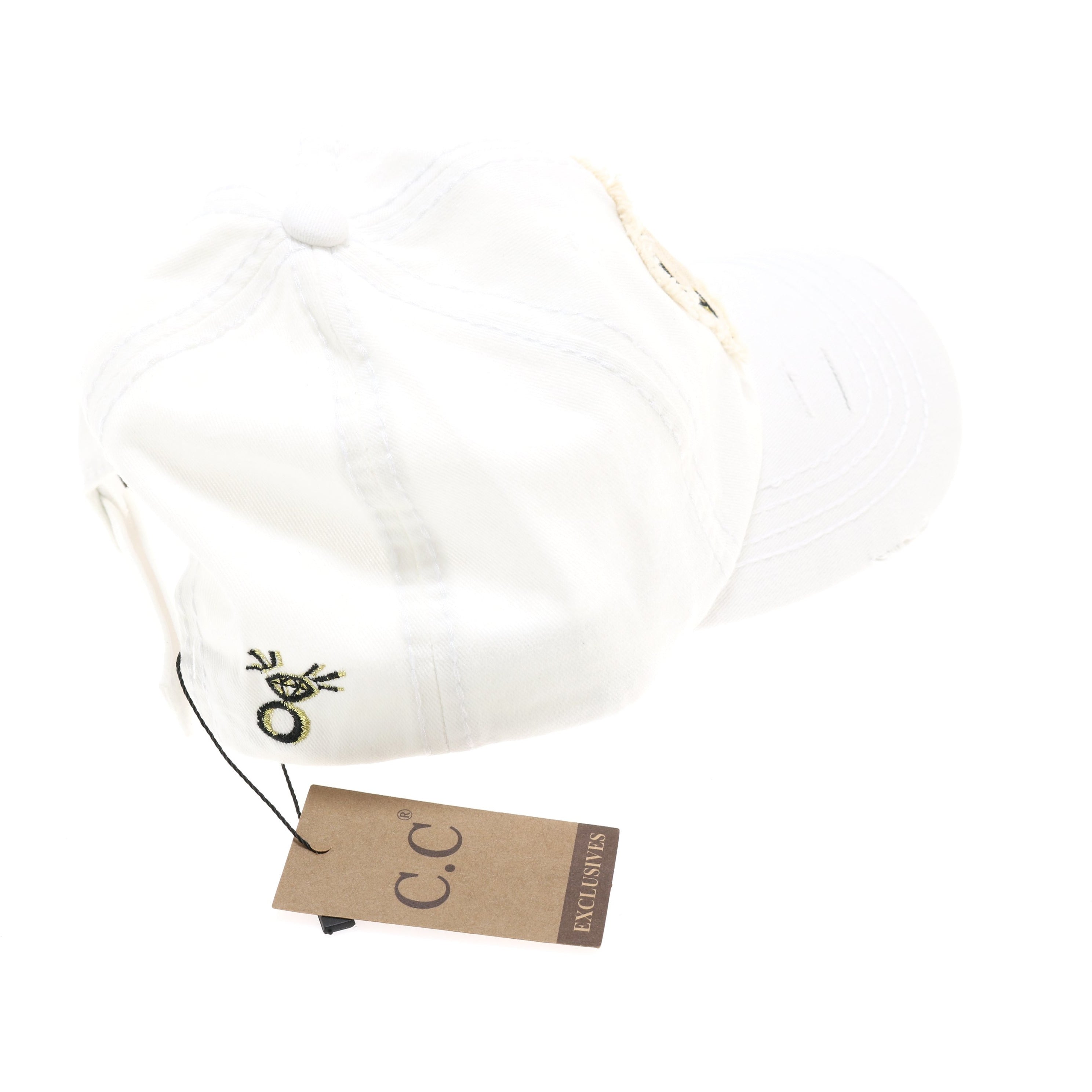 CC High Vintage Wash Distressed I Do Ball Cap - White
