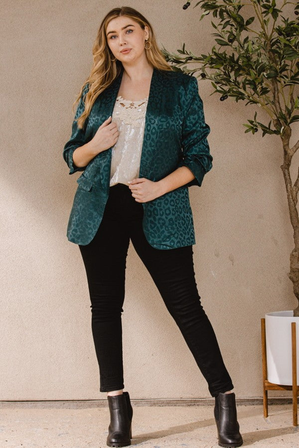 Too Far Gone Leopard Blazer - Dark Forest