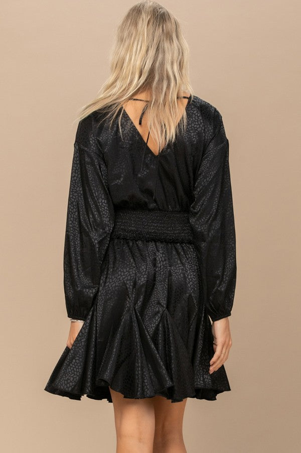 See Us Together Satin Dress - Black