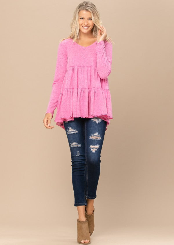 Forever Isn't Enough Tiered Tunic - Fuchsia