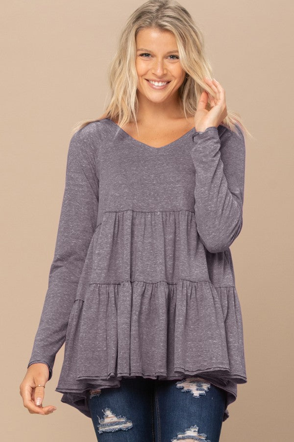 Forever Isn't Enough Tiered Tunic - Charcoal