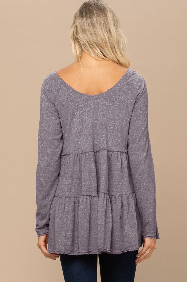 Forever Isn't Enough Tiered Tunic - Charcoal