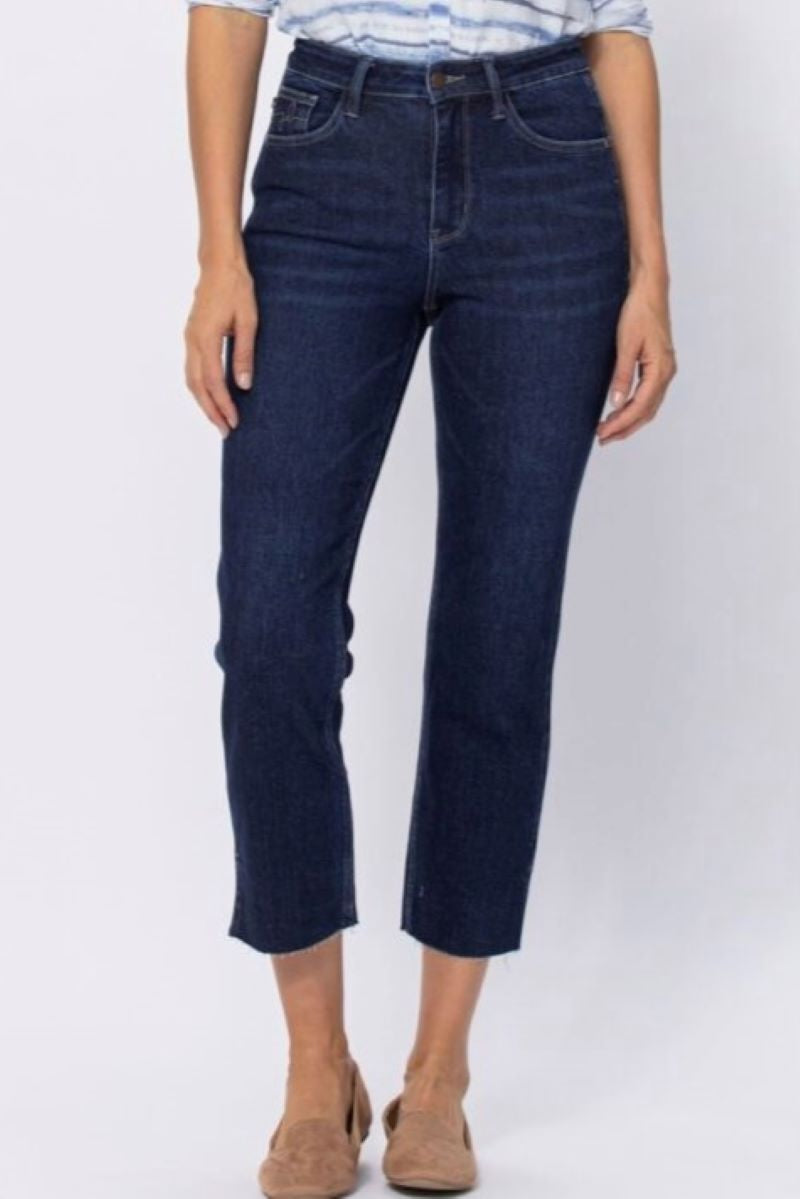 Judy Blue Cropped Straight Fit Side Slit Jeans