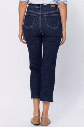 Judy Blue Cropped Straight Fit Side Slit Jeans
