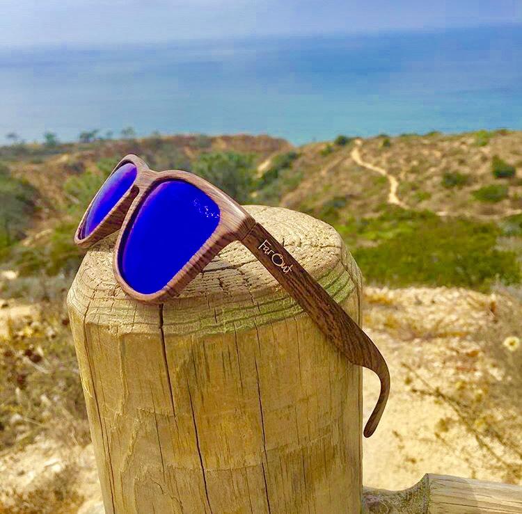 FarOut Sunglasses - Wood Grain Brown Polarized Premiums Blue Lens