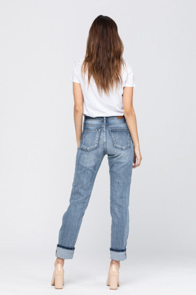 Judy Blue Destroyed Bleach Splatter Boyfriend Jeans