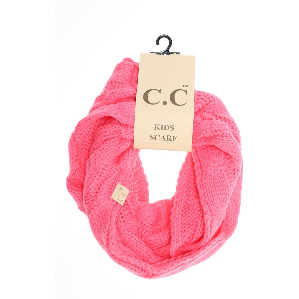 CC Kids Solid Cable Knit Infinity Scarf - New Candy Pink
