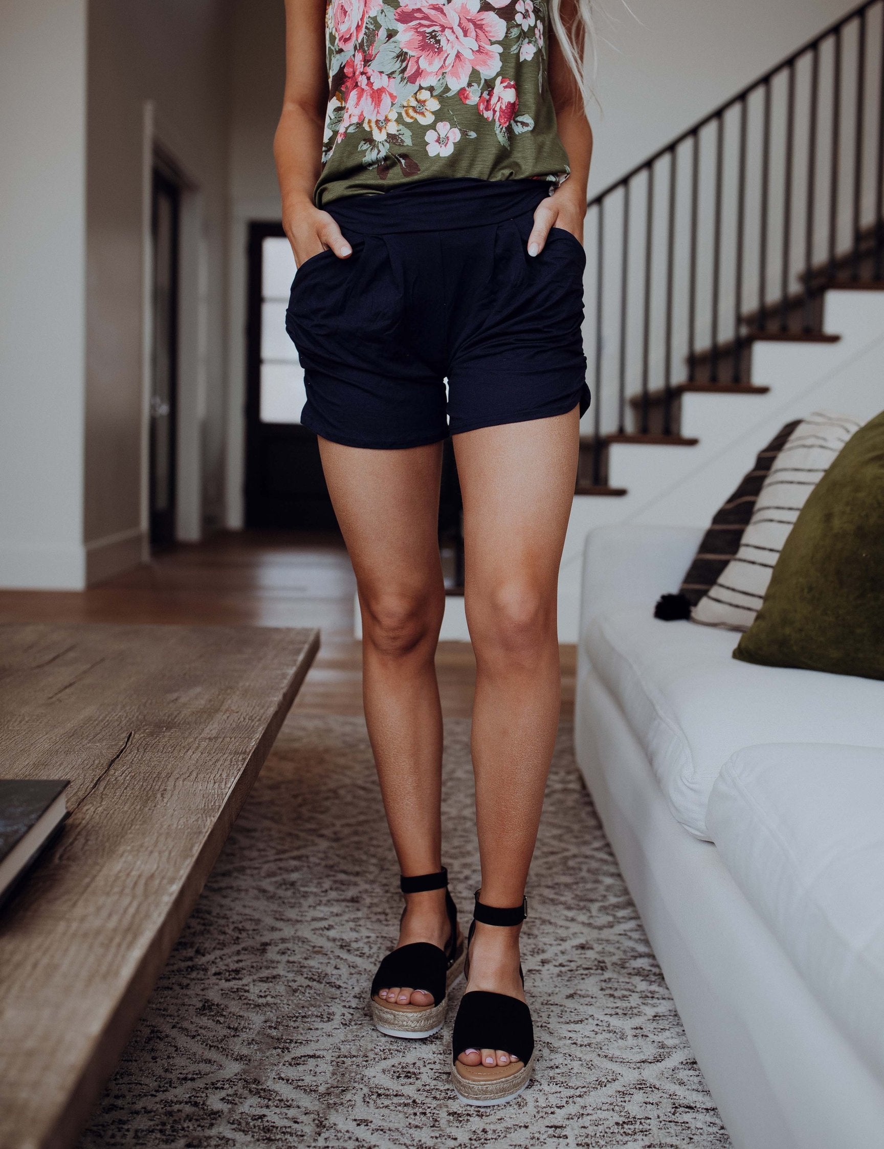Blissfully Yours Harem Shorts - Navy