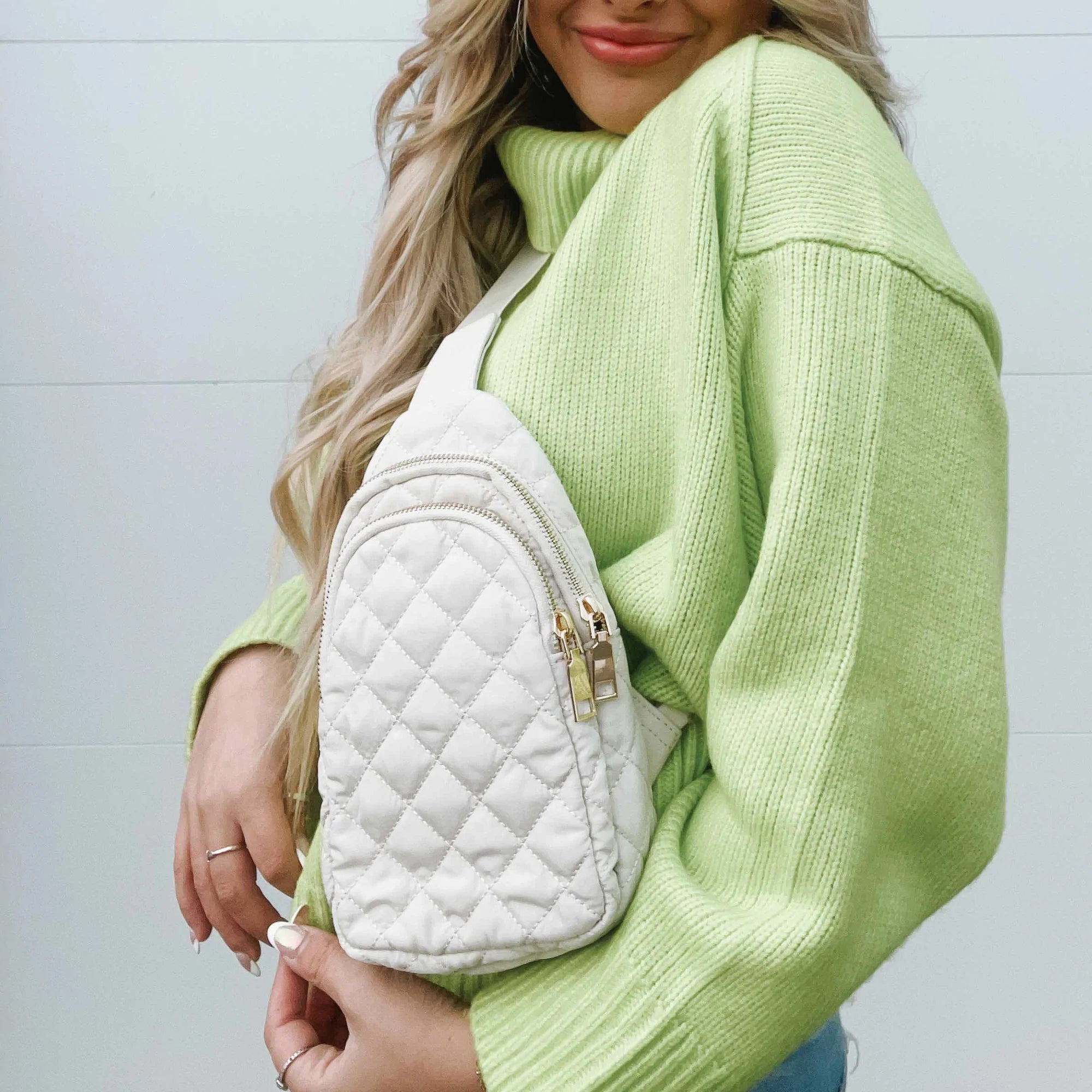 Pinelope Puffer Bum Bag - Cream