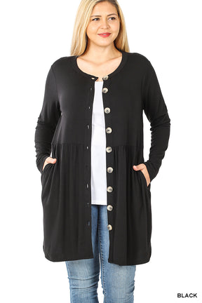 Best Deal Yet Shirred Waist Cardigan - Black