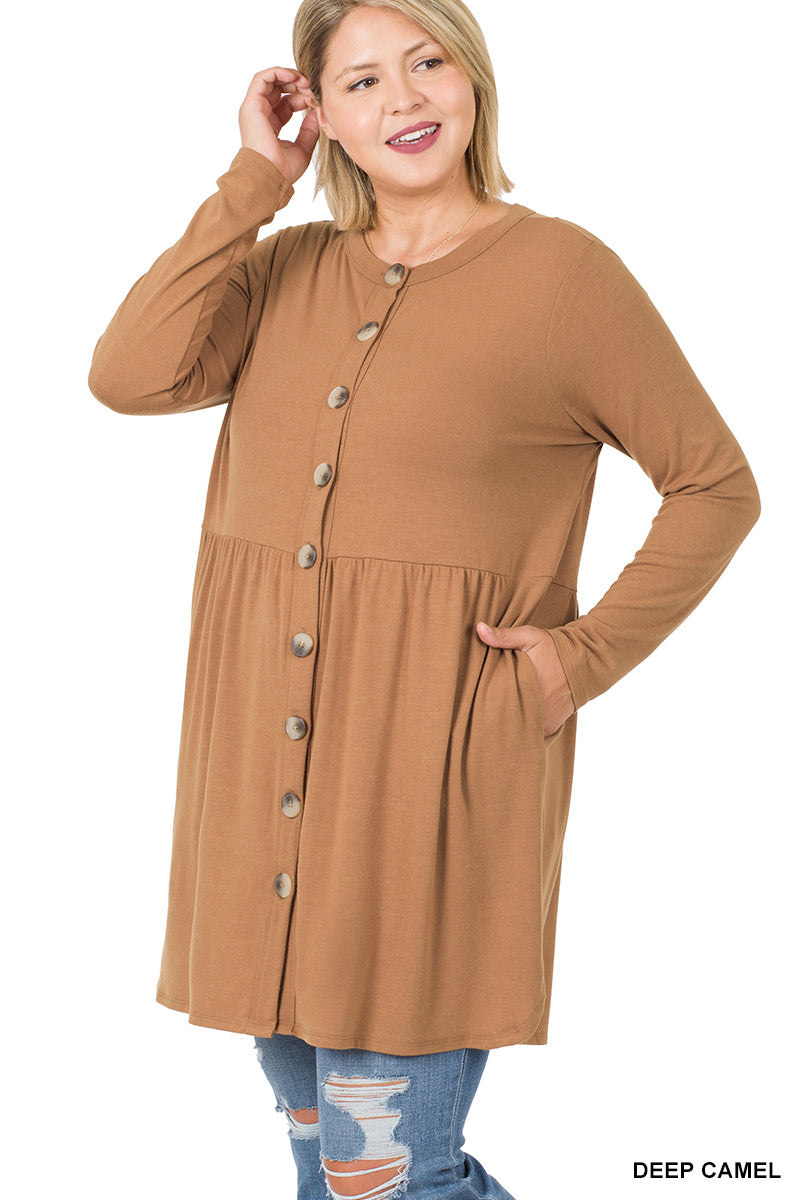 Best Deal Yet Shirred Waist Cardigan - Camel