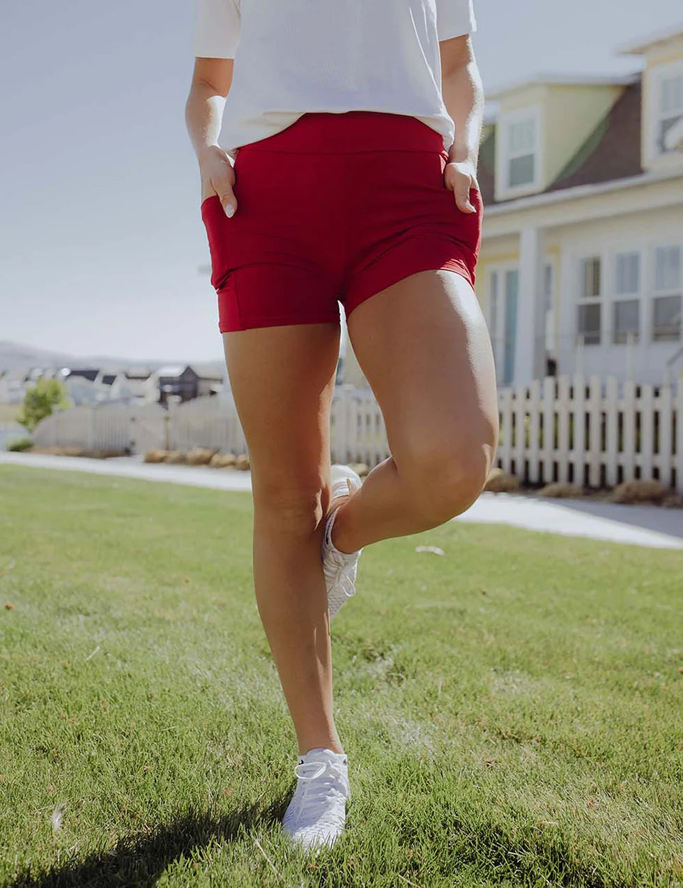 Perfect Fit Pocket Yoga Shorts - Red