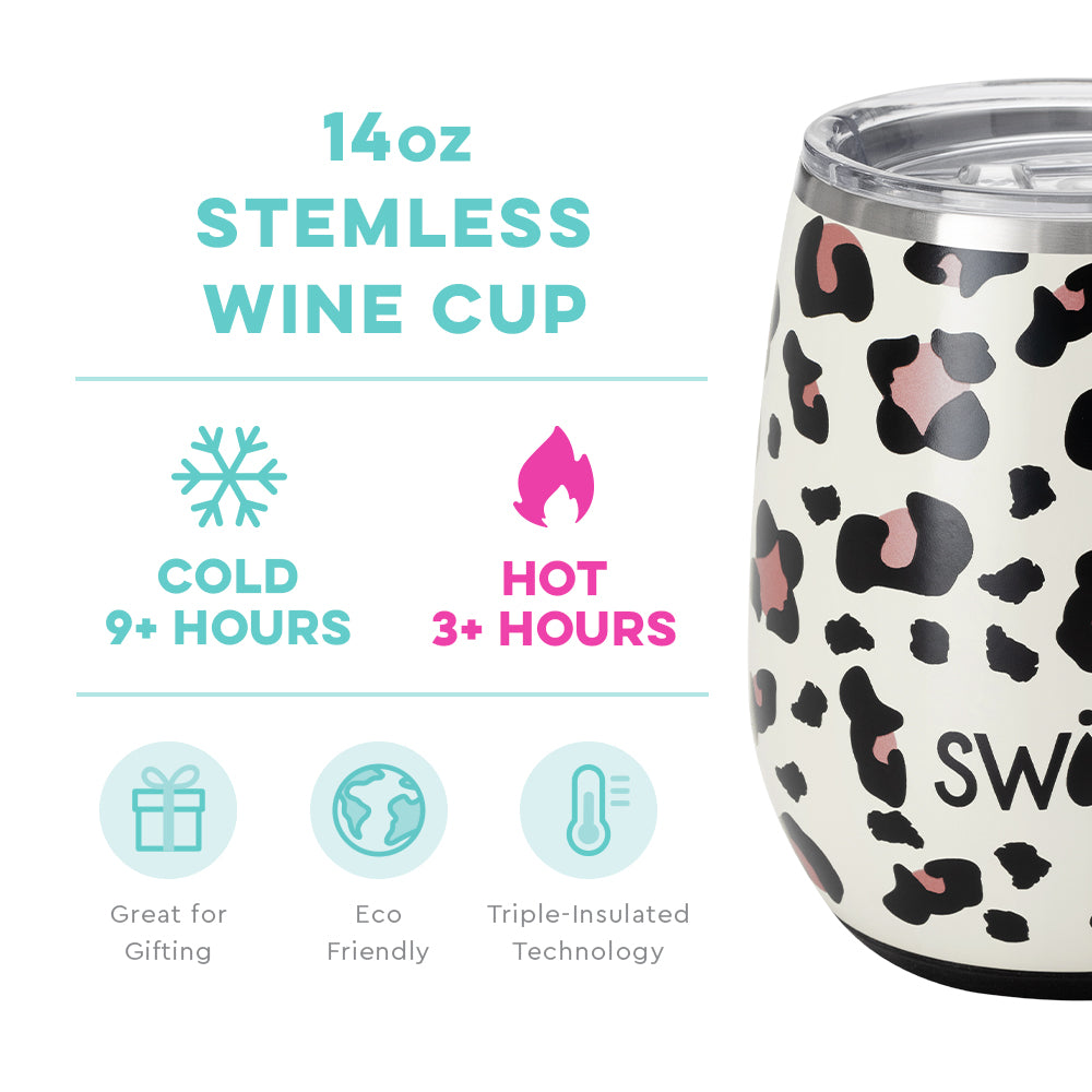 Swig Luxy Leopard Stemless Wine Cup (14oz)