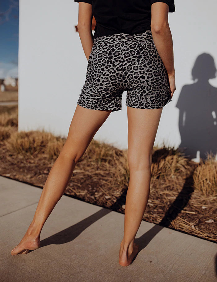 Blissfully Yours Harem Shorts - Grey Leopard