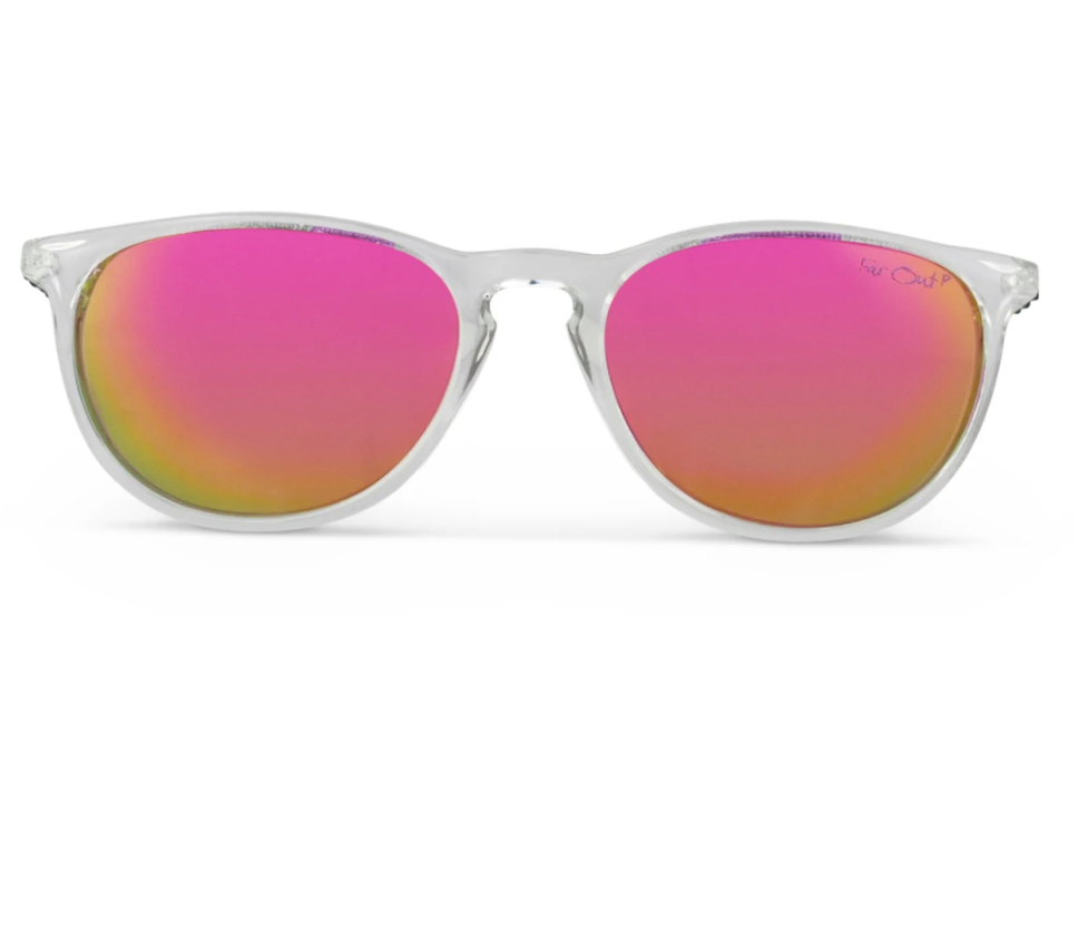 FarOut Sunglasses - Clear Polarized Rounders Pink Lens