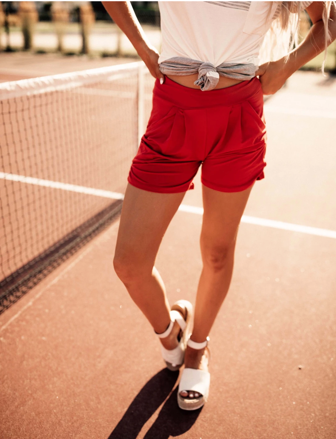Blissfully Yours Harem Shorts - Red