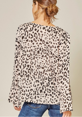 Spot You From Here Animal Print Long Sleeve Blouse