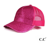 CC Brand - Glitter High Ponytail Ball Cap - Hot Pink
