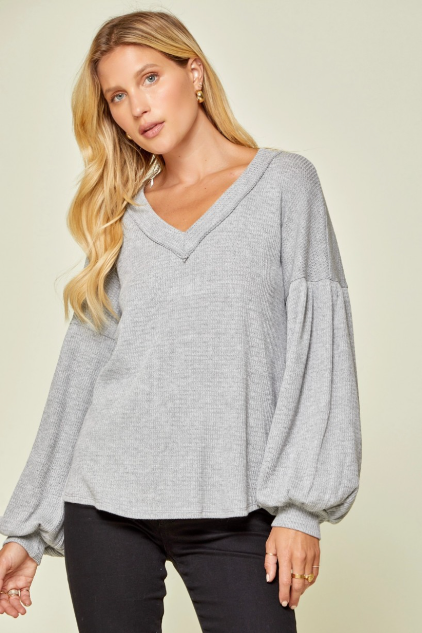 Humble Moments Knit Top - Grey