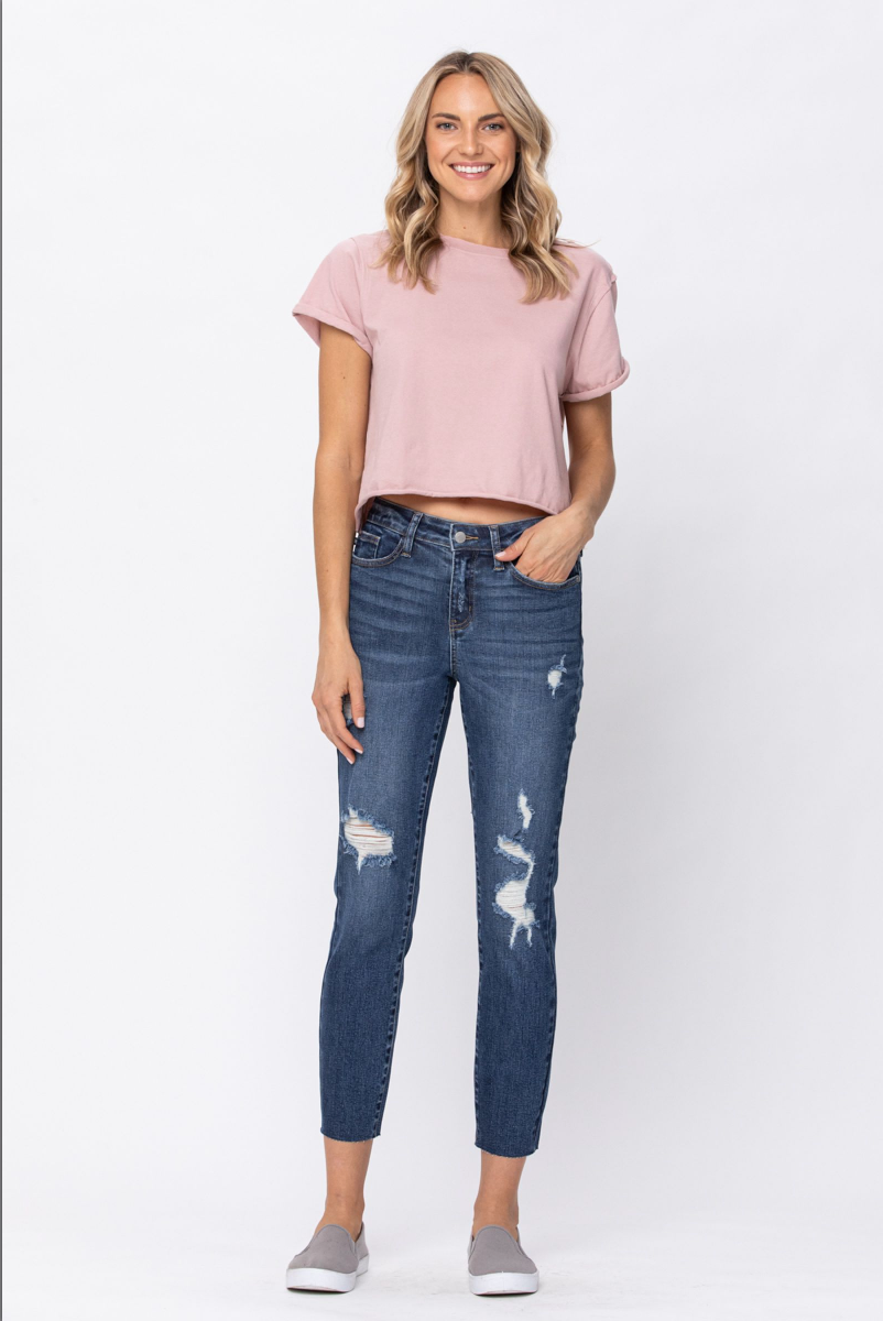 Judy Blue Vintage Cut Off Relaxed Fit Jeans