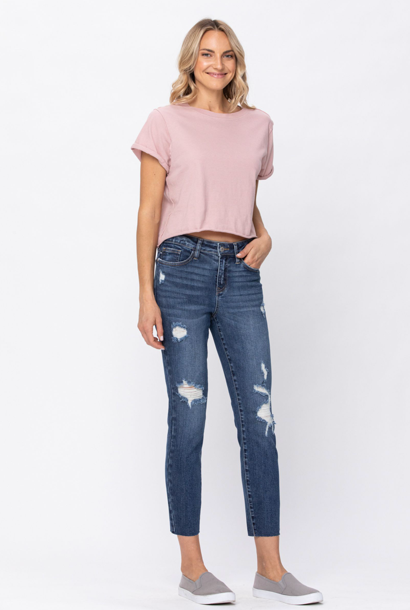 Judy Blue Vintage Cut Off Relaxed Fit Jeans