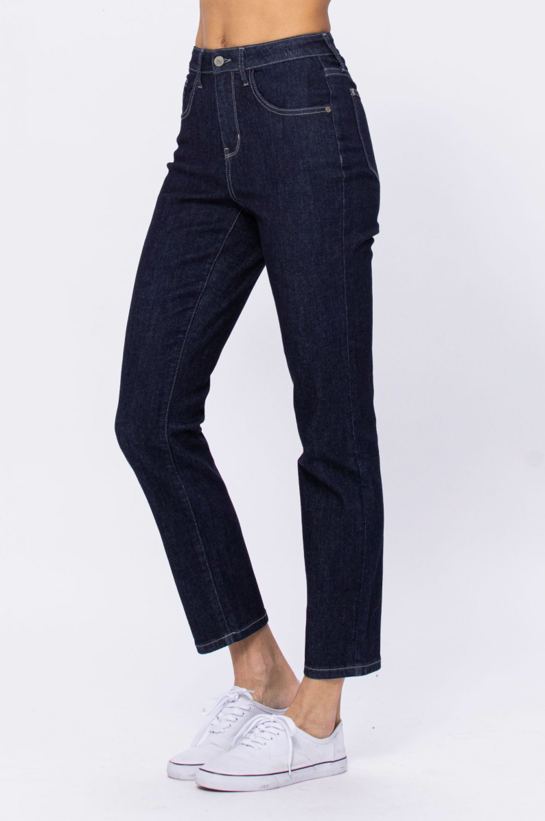 Judy Blue Rinse Wash Mom Jeans - Dark Wash