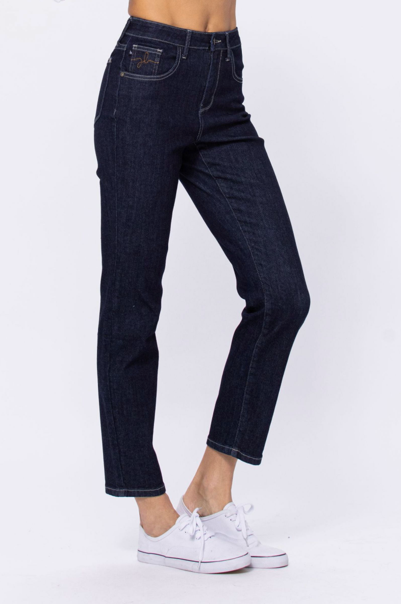 Judy Blue Rinse Wash Mom Jeans - Dark Wash
