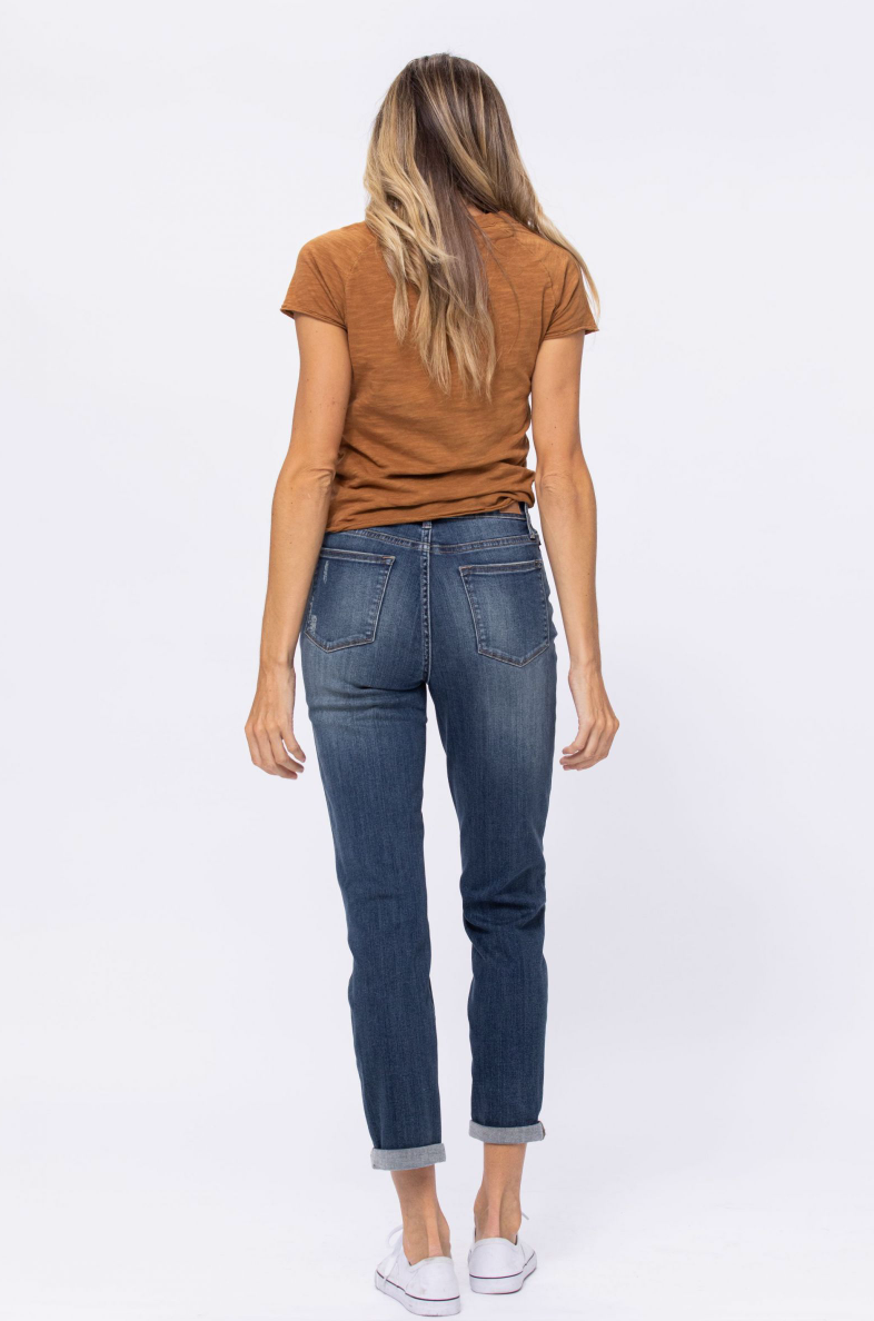 Judy Blue Destroy Knee Patch Boyfriend Jeans