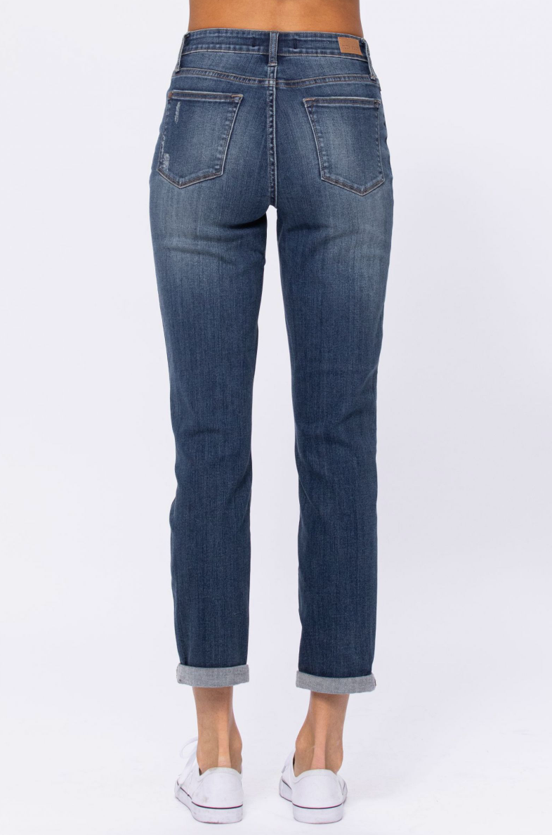 Judy Blue Destroy Knee Patch Boyfriend Jeans