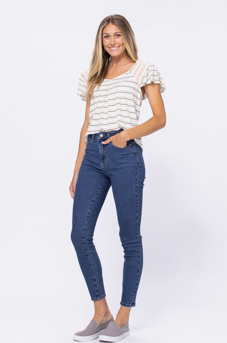 Judy Blue High Rise Stone Wash Skinny Jeans