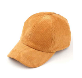 CC Criss Cross High Pony Corduroy Ball Cap - Honey Mustard