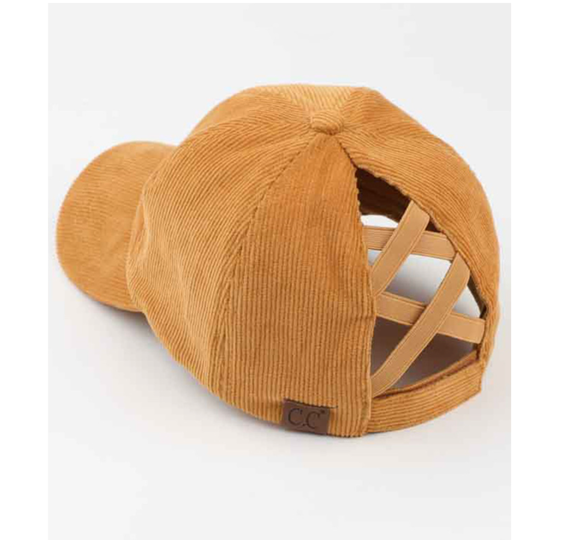 CC Criss Cross High Pony Corduroy Ball Cap - Honey Mustard