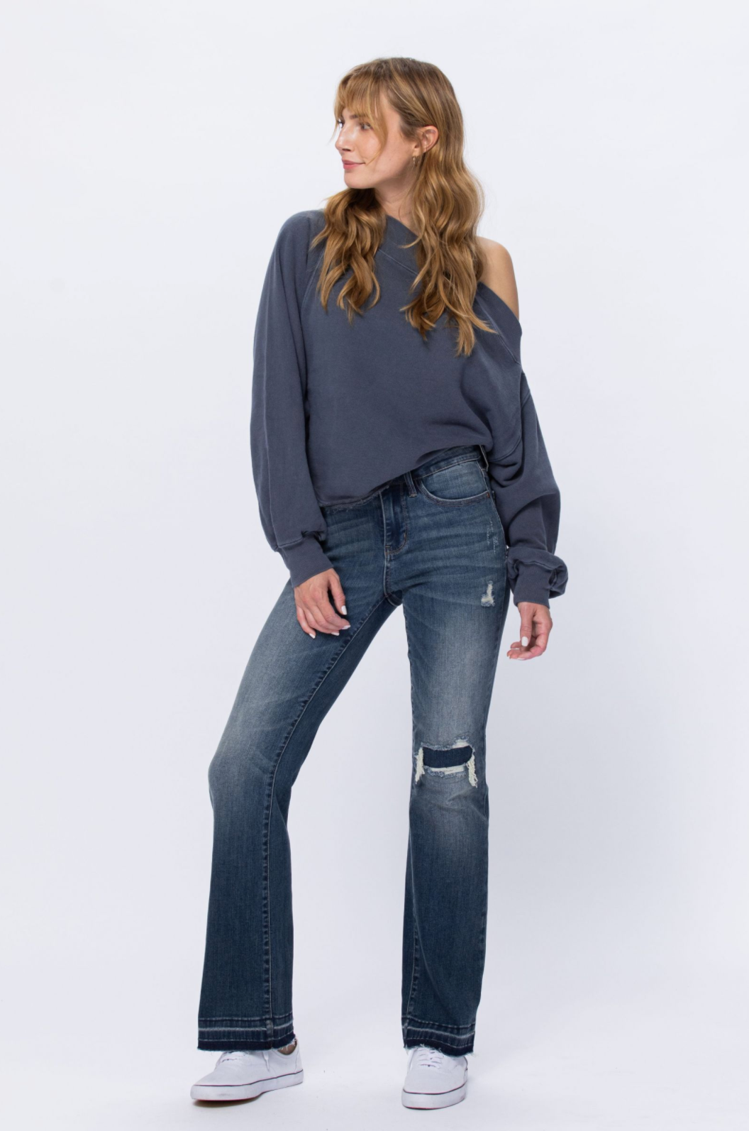 Judy Blue Knee Destroyed Patch Bootcut Jeans