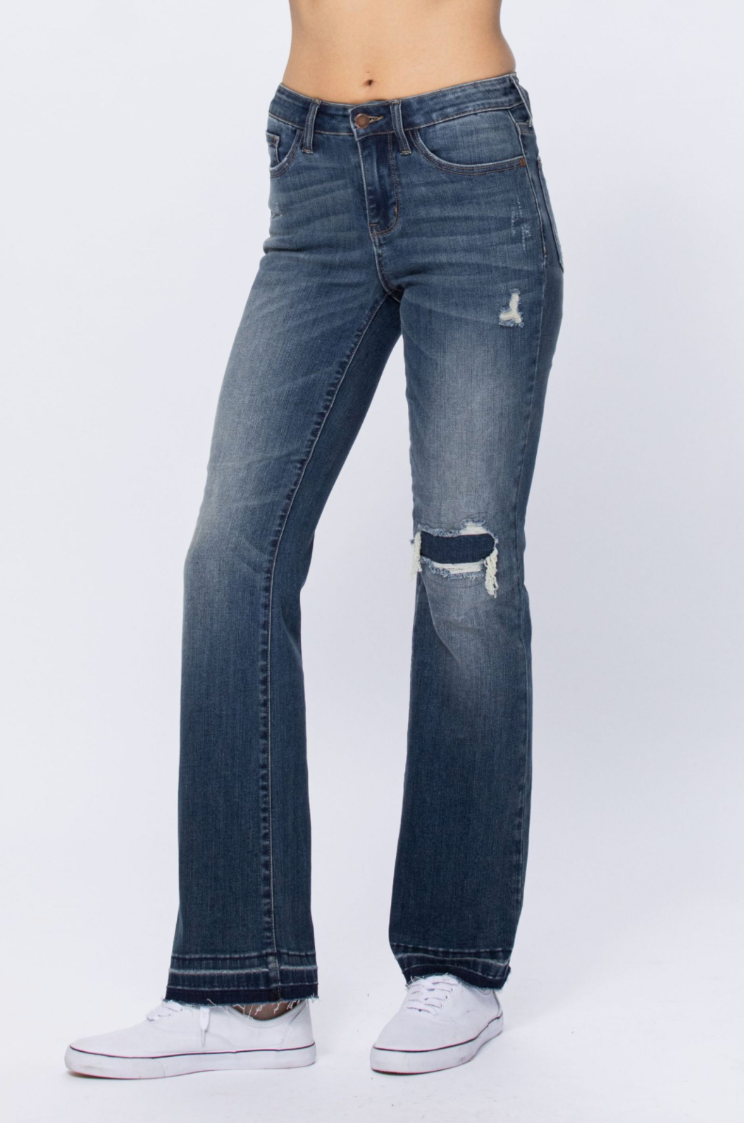 Judy Blue Knee Destroyed Patch Bootcut Jeans