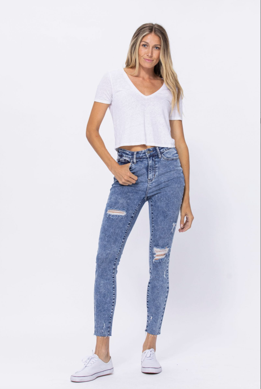 Judy Blue Destroyed Acid Wash Skinnies