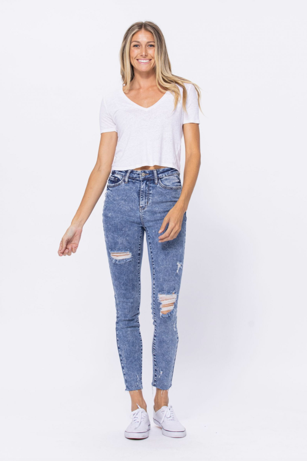 Judy Blue Destroyed Acid Wash Skinnies