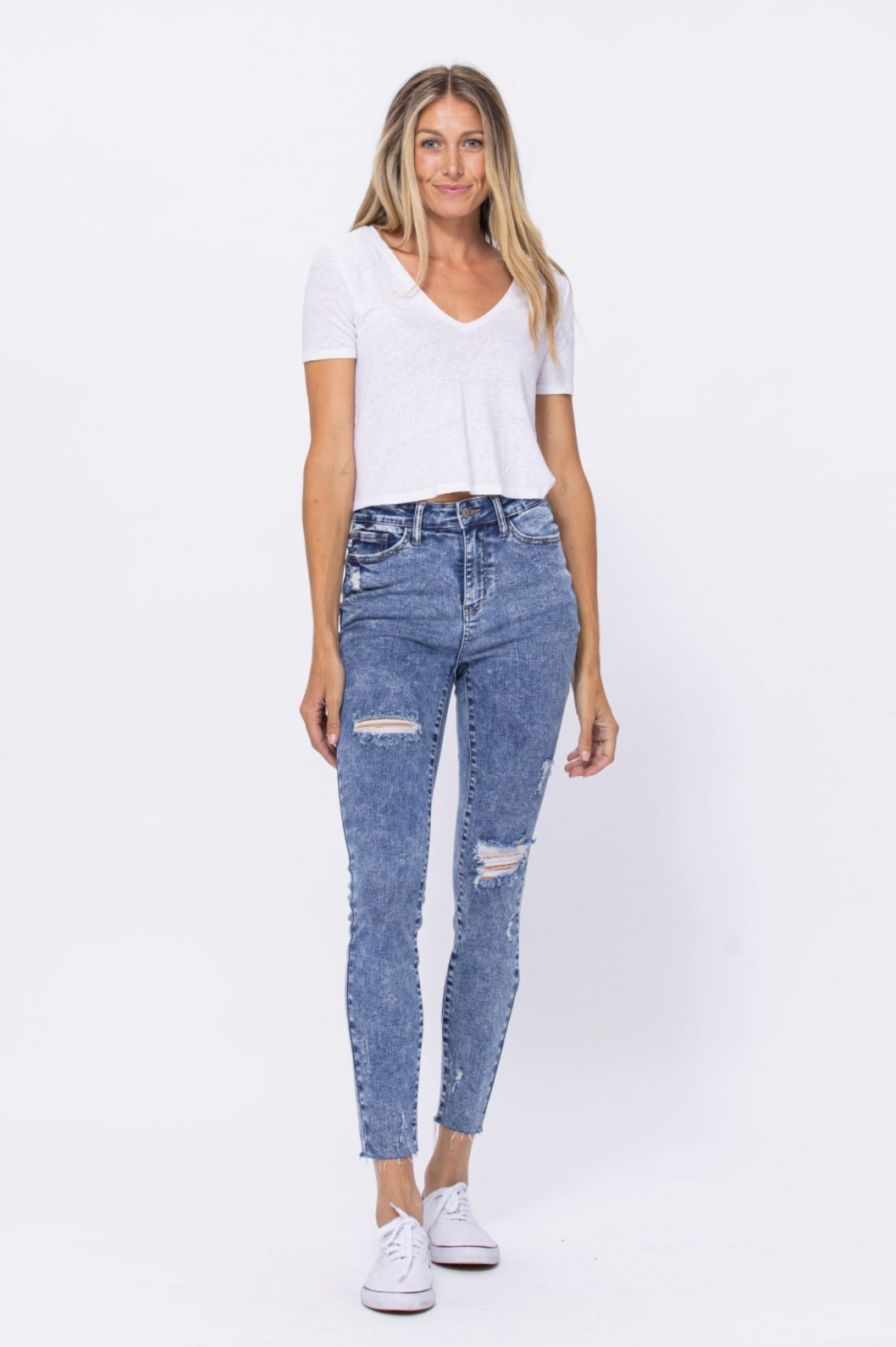 Judy Blue Destroyed Acid Wash Skinnies