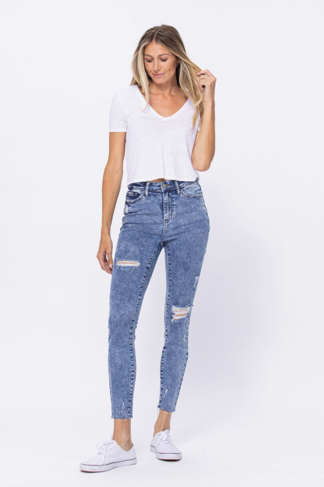 Judy Blue Destroyed Acid Wash Skinnies