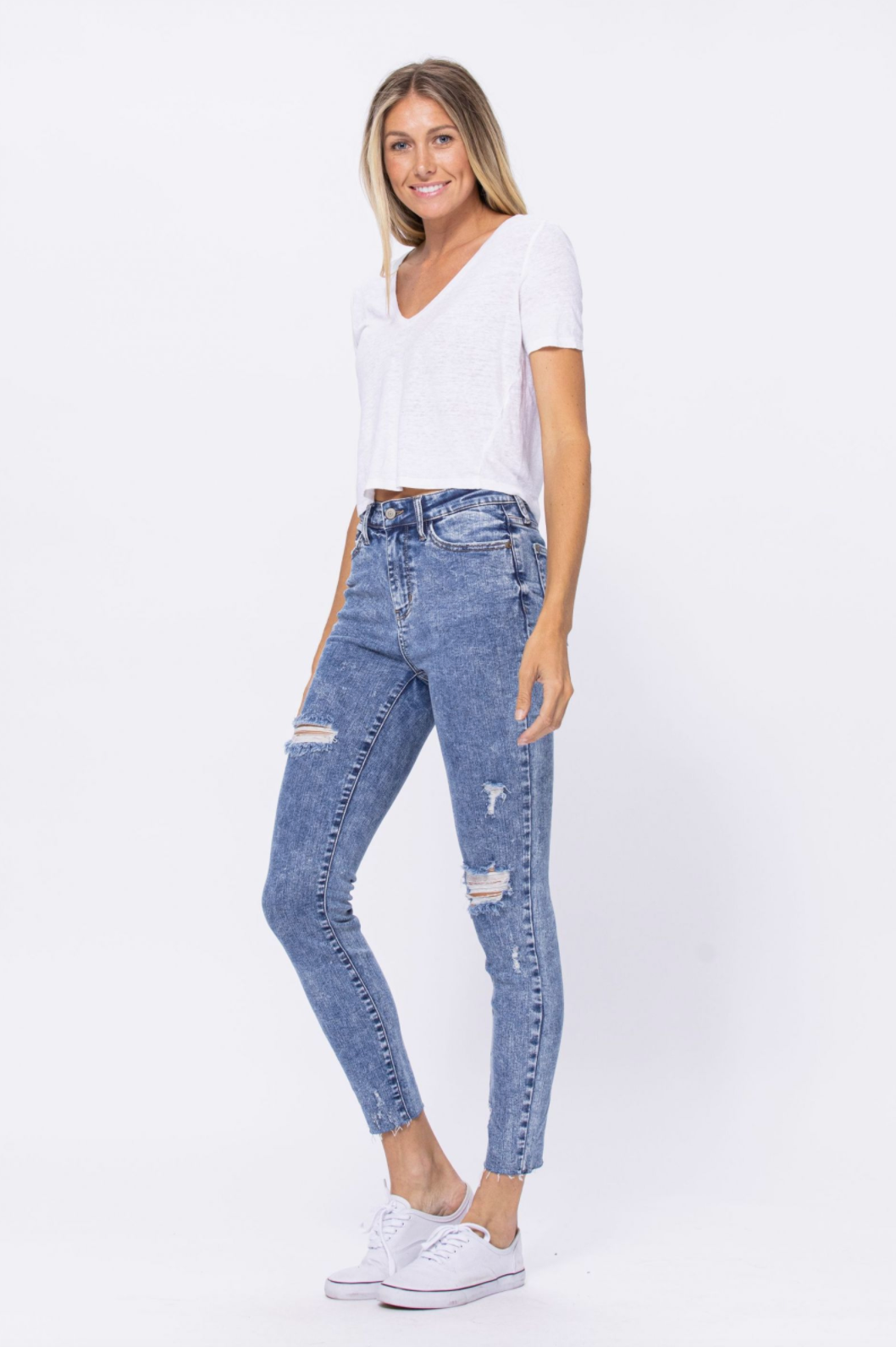 Judy Blue Destroyed Acid Wash Skinnies