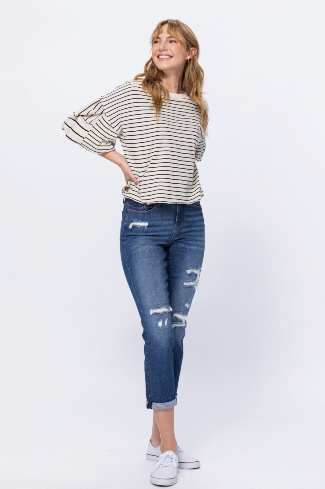 Judy Blue Thermal Patch Boyfriend Jeans