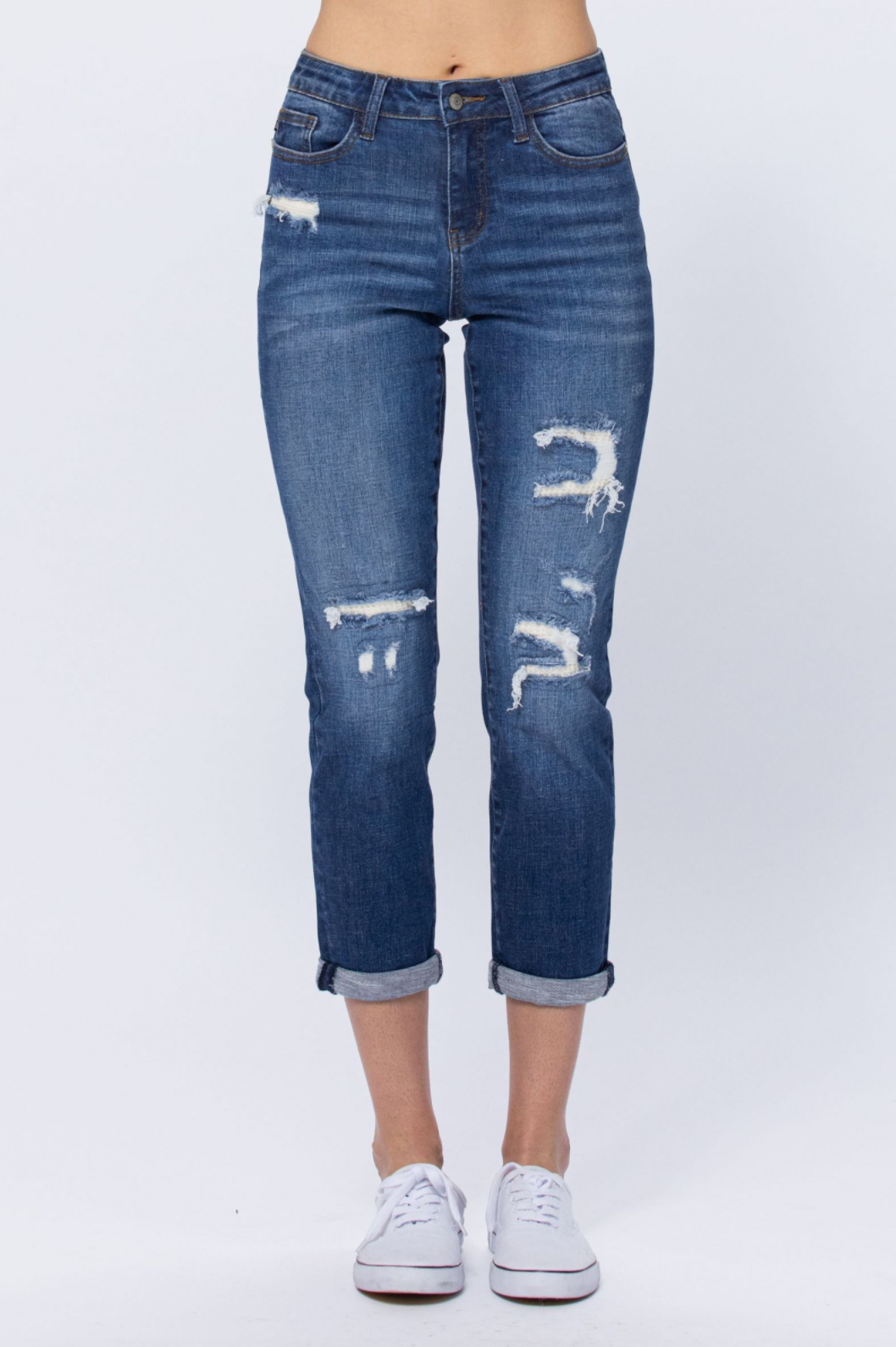 Judy Blue Thermal Patch Boyfriend Jeans