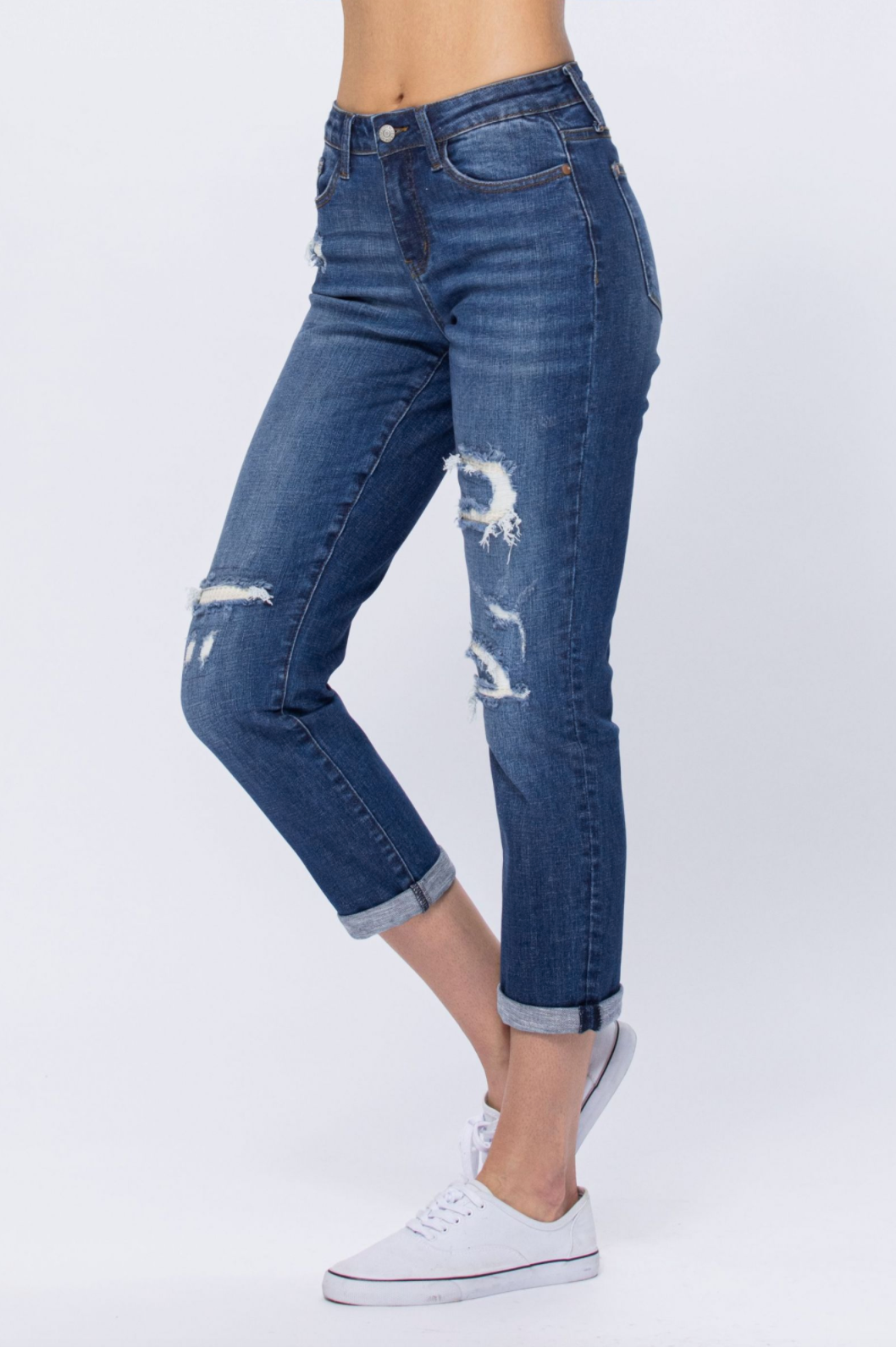 Judy Blue Thermal Patch Boyfriend Jeans