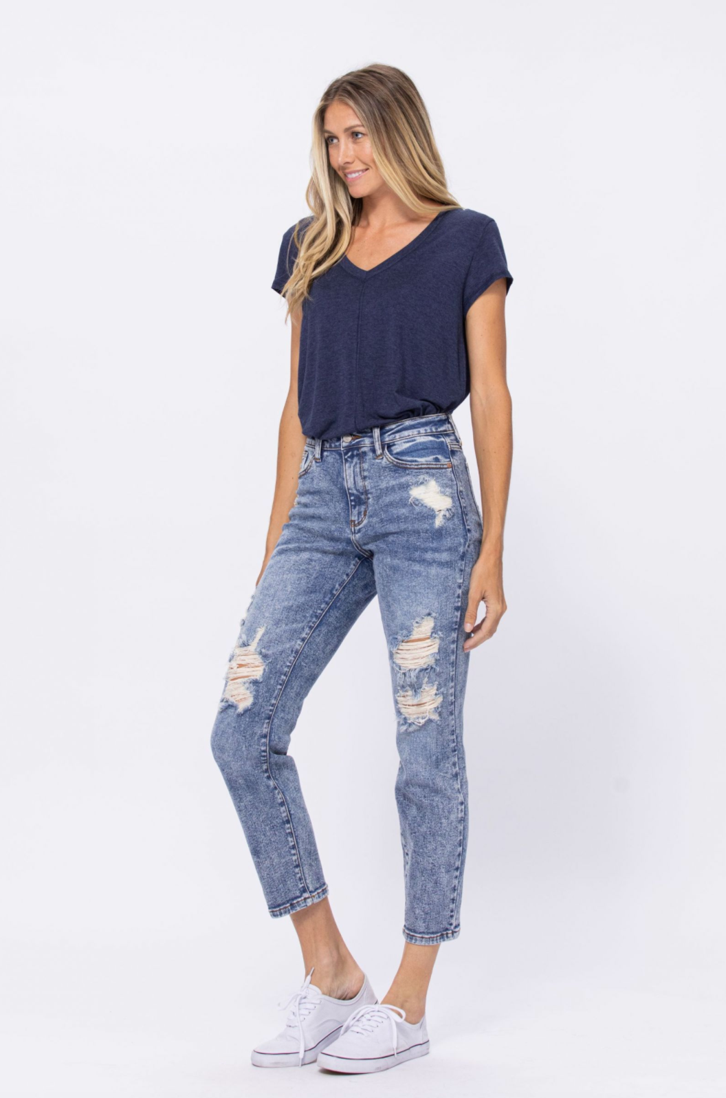Judy Blue Destroyed Acid Wash Boyfriend Jeans