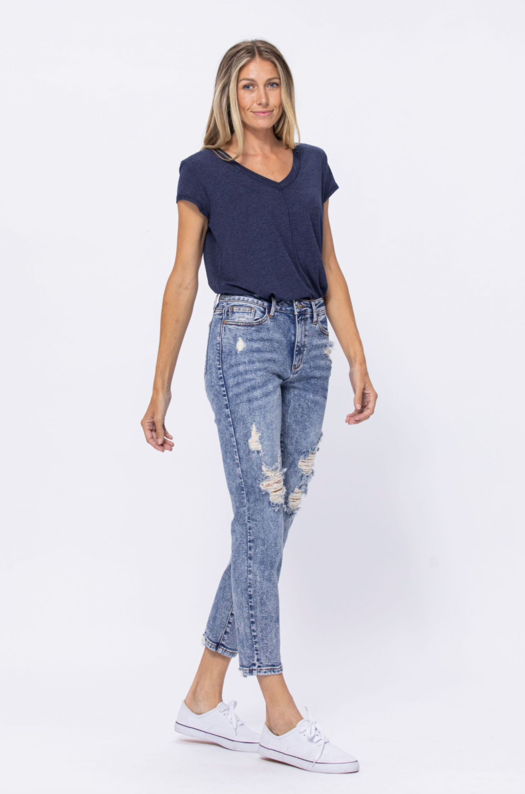 Judy Blue Destroyed Acid Wash Boyfriend Jeans