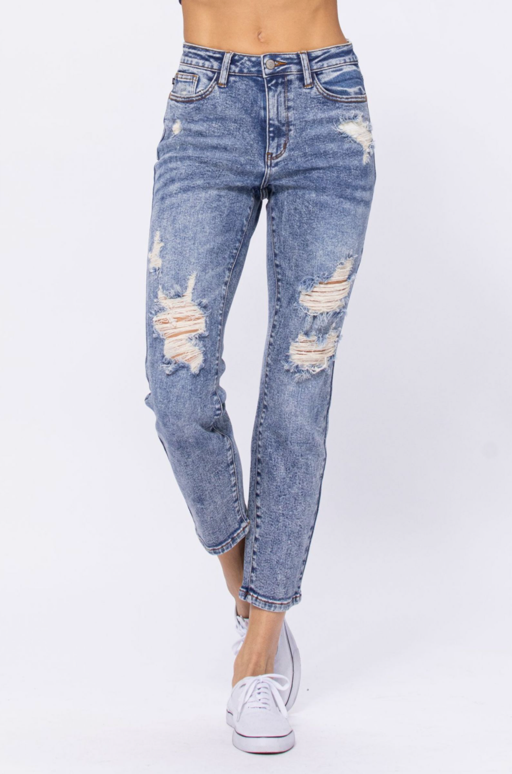 Judy Blue Destroyed Acid Wash Boyfriend Jeans