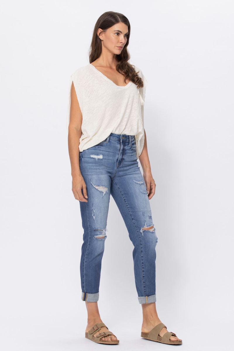 Judy Blue Distressed Medium Wash Boyfriend Jeans