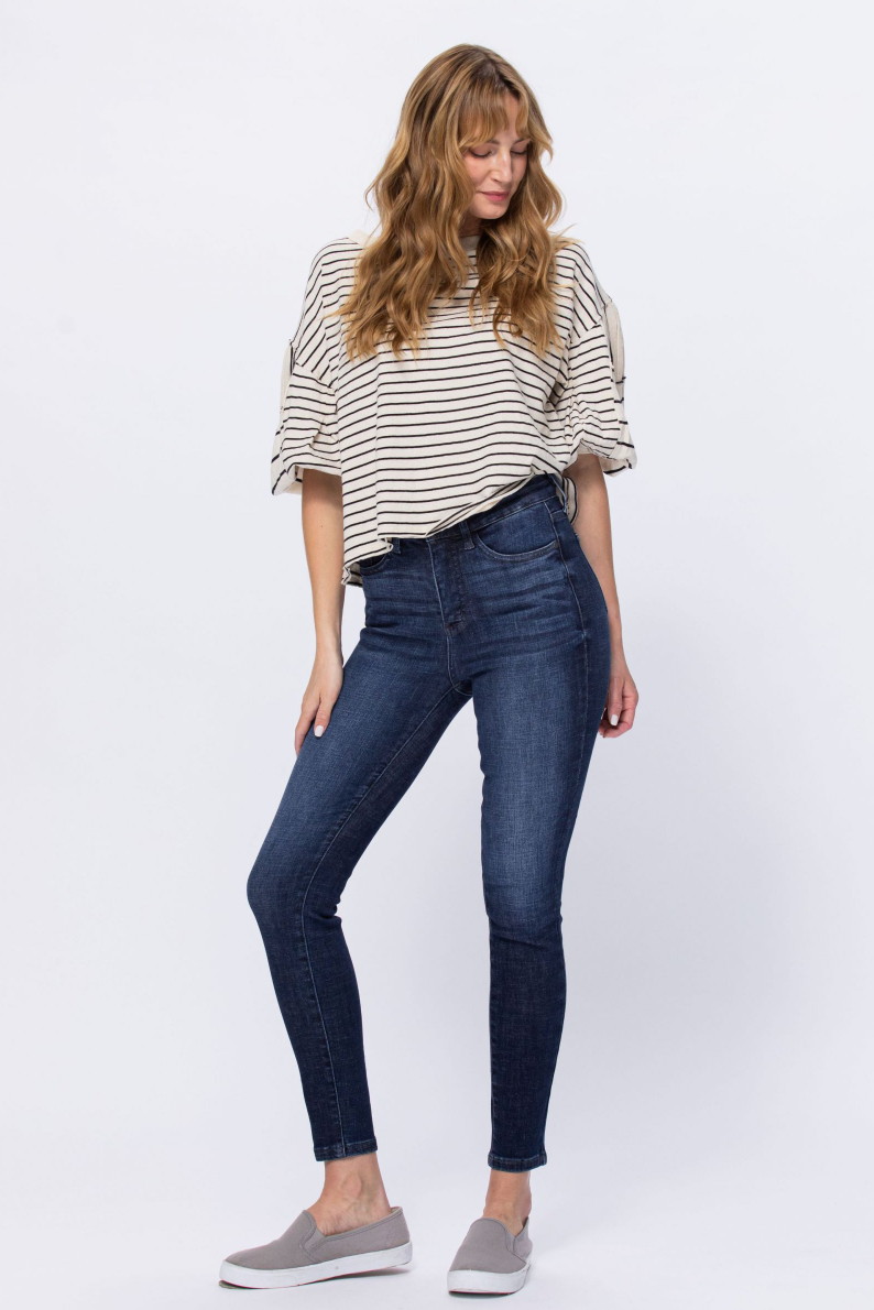 Judy Blue Tummy Control Top Skinny Jeans - Dark Wash