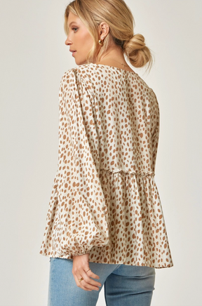 Take Me Out Blouse - Cream Dalmatian