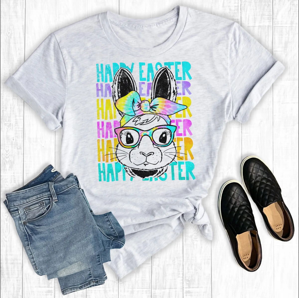 Happy Easter Tie Dye Bunny Graphic Tee