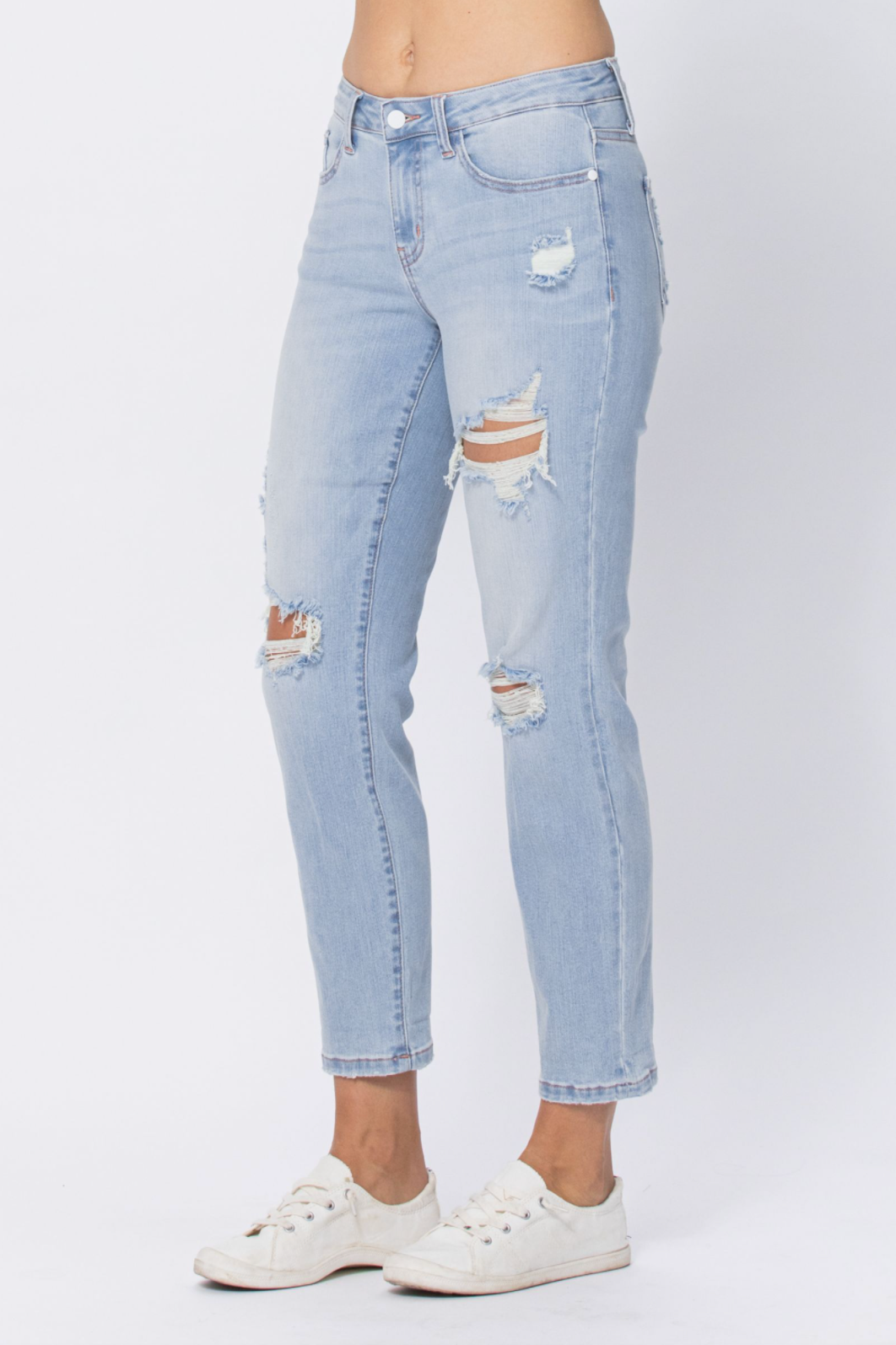 Judy Blue Super Light Destroyed Boyfriend Jeans